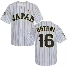 Japan 16 OHTANI Baseball Jersey Outdoor Sportswear Embroidery Sewing Stripes Hip Hop Shirts
