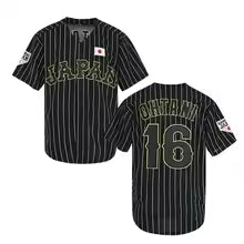 Japan 16 OHTANI Baseball Jersey Outdoor Sportswear Embroidery Sewing Stripes Hip Hop Shirts