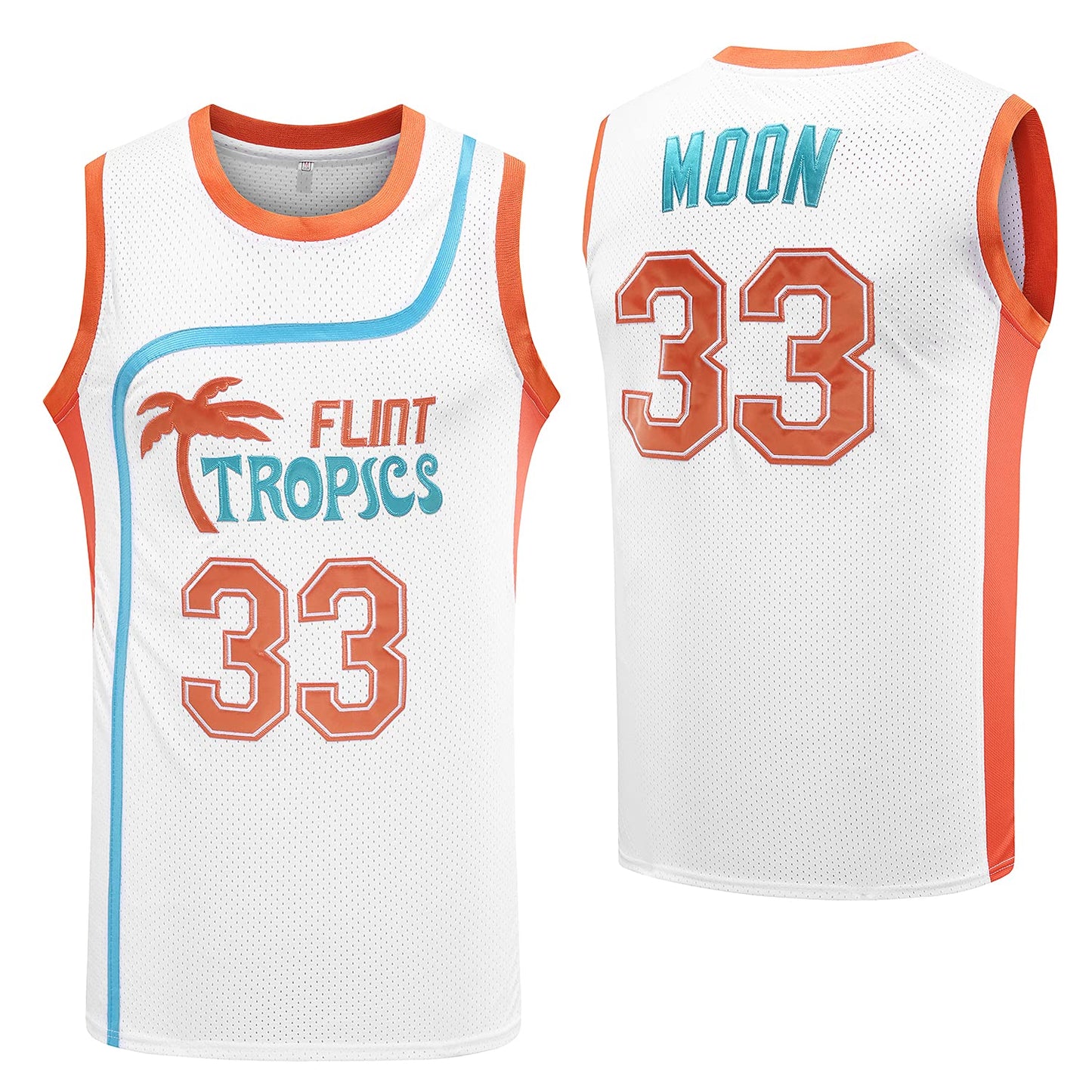 Flint Tropics Jackie Moon #33 Coffee Black #7 Semi Pro 90s Hip Hop Clothes for Party Men Basketball Jersey Green White