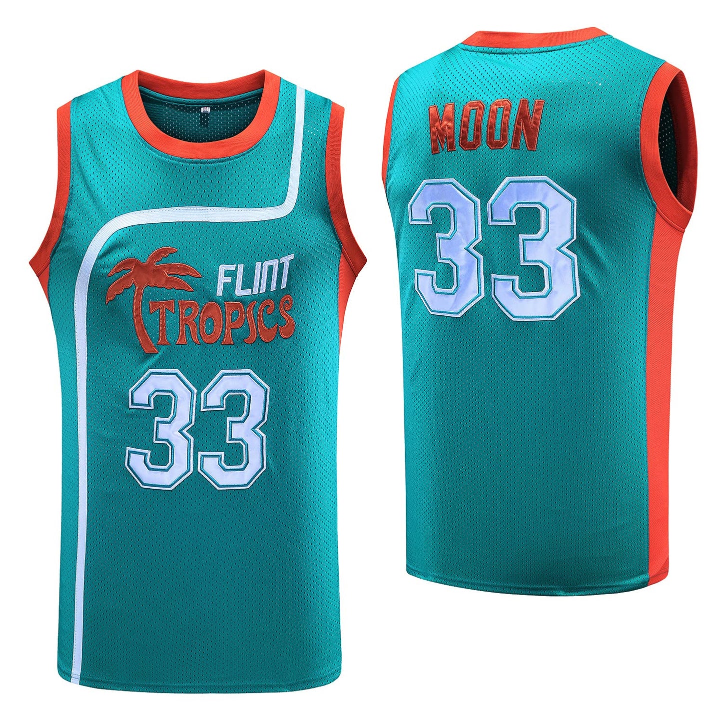 Maillot de basket-ball Flint Tropics Jackie Moon #33 Coffee Black #7 Semi Pro 90s Hip Hop Vêtements pour hommes de fête Vert Blanc 