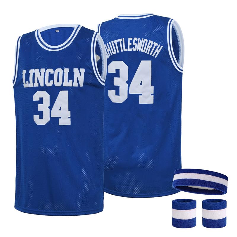 Maillot de basket-ball générique Jesus Shuttlesworth n° 34 pour homme, maillot du lycée Lincoln 