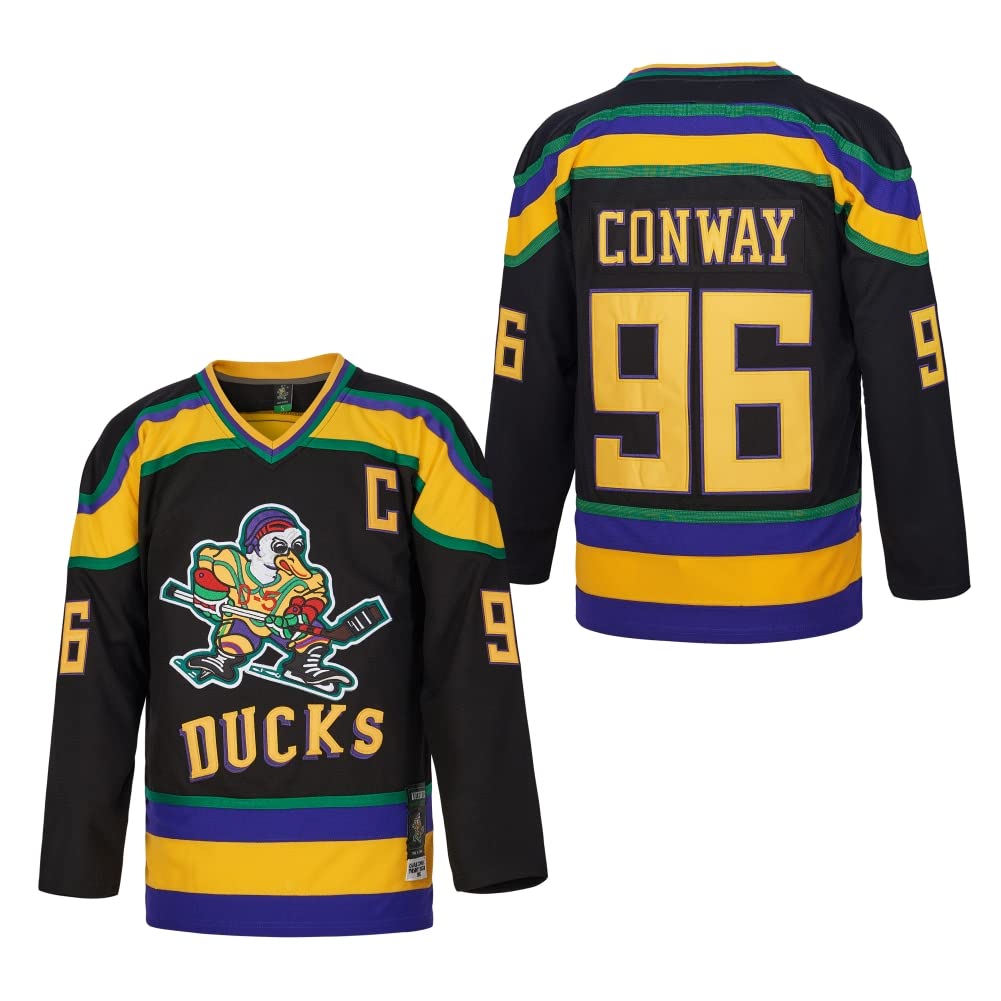 Maillot de hockey sur glace Charlie Conway #96 Mighty Ducks Adam Banks #99 Maillot de Greg Goldberg #33