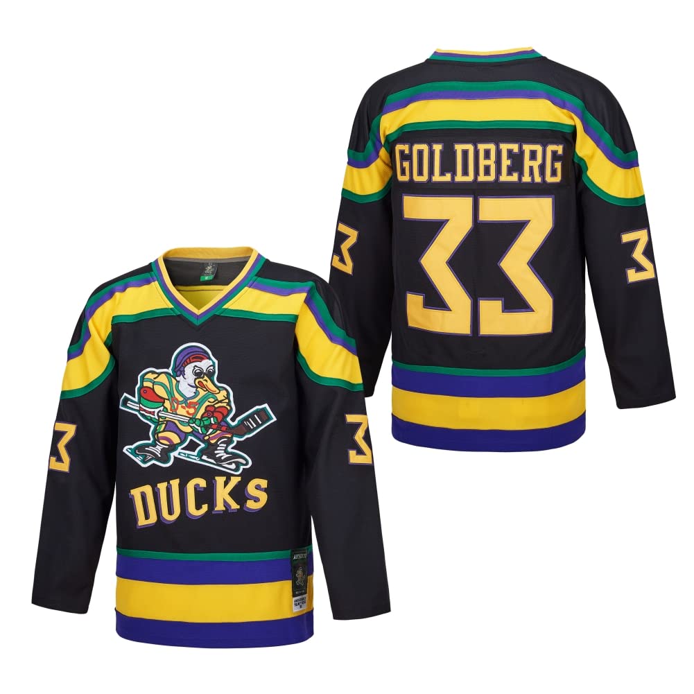 Maillot de hockey sur glace Charlie Conway #96 Mighty Ducks Adam Banks #99 Maillot de Greg Goldberg #33