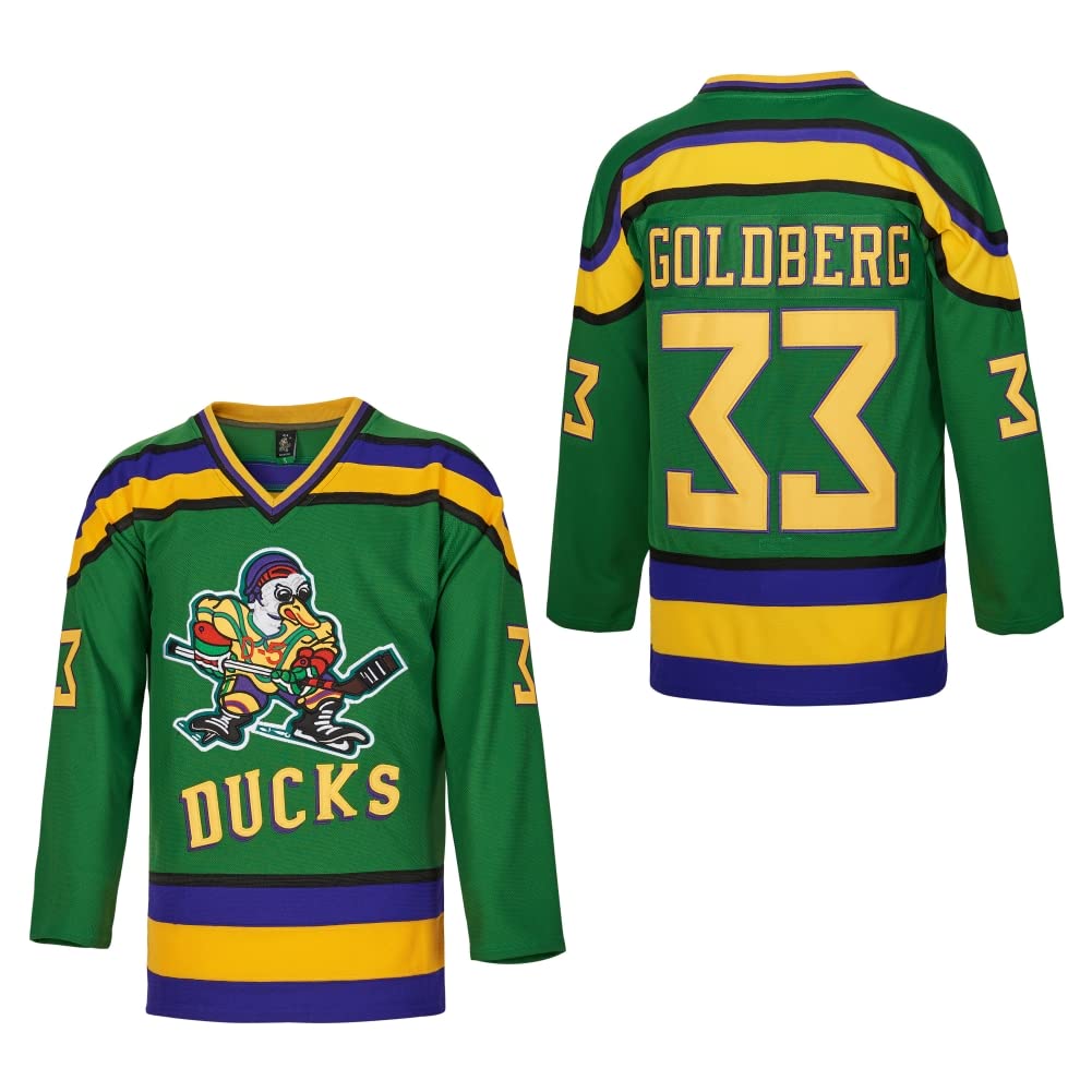 Maillot de hockey sur glace Charlie Conway #96 Mighty Ducks Adam Banks #99 Maillot de Greg Goldberg #33
