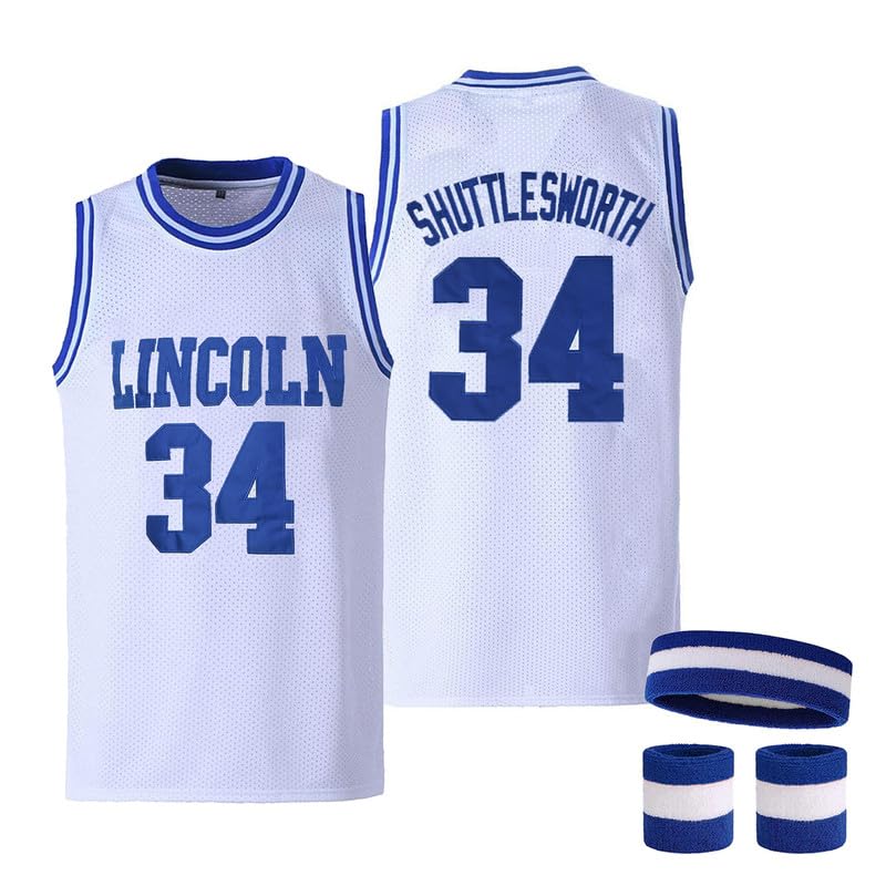 Maillot de basket-ball générique Jesus Shuttlesworth n° 34 pour homme, maillot du lycée Lincoln 